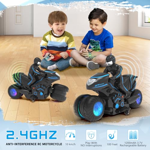 Remote Control Motorcycle Toys with RGB Wheels Lights U144639