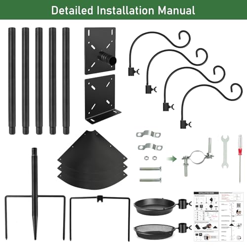 92 Inch Heavy Duty Bird Feeder Pole with Baffle Y20738