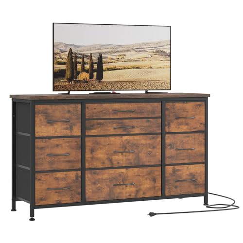 Black 10 Drawer Dresser with Power Outlet O82968