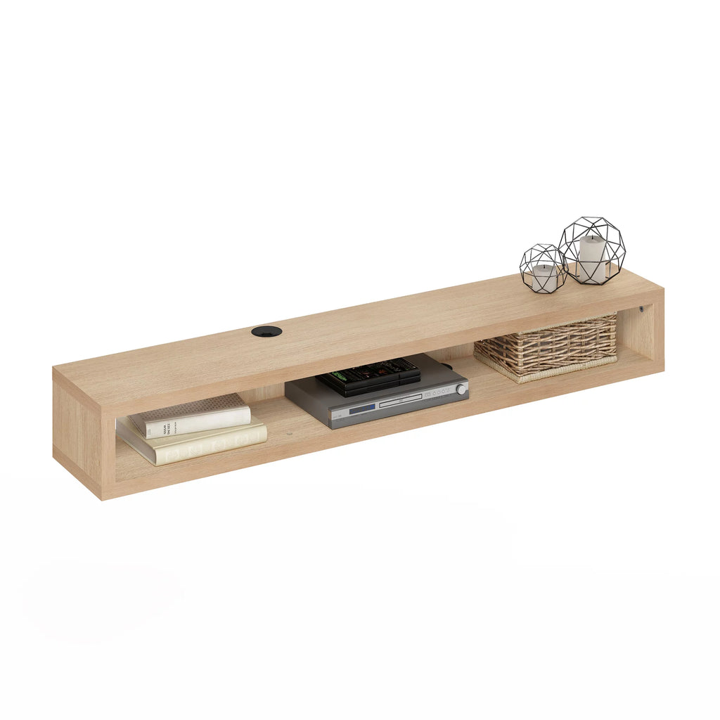 Wall Mounted Floating Media Console, 72 inch, Marcy Oak A9471