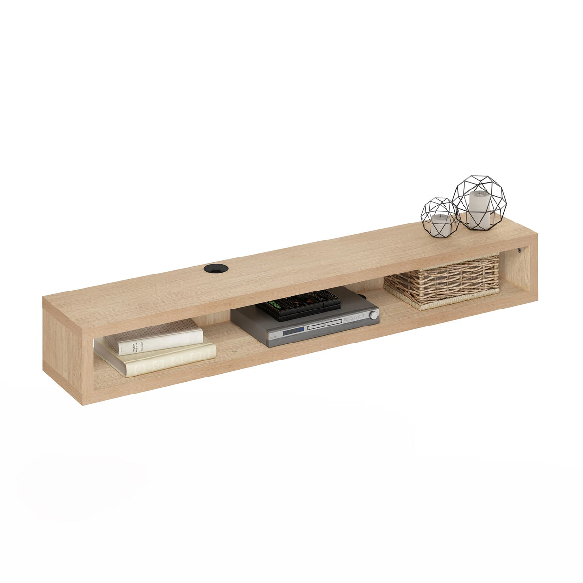 Wall Mounted Floating Media Console, 72 inch, Marcy Oak A9471