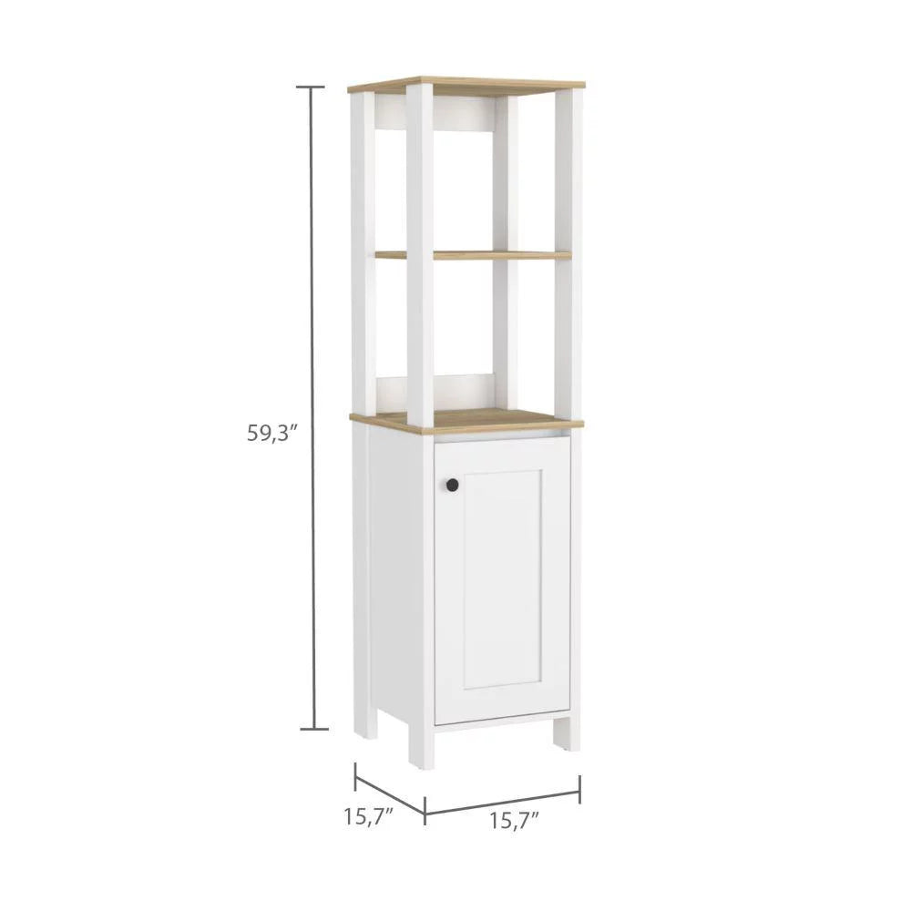 Light Oak & White Single Door Cabinet G592