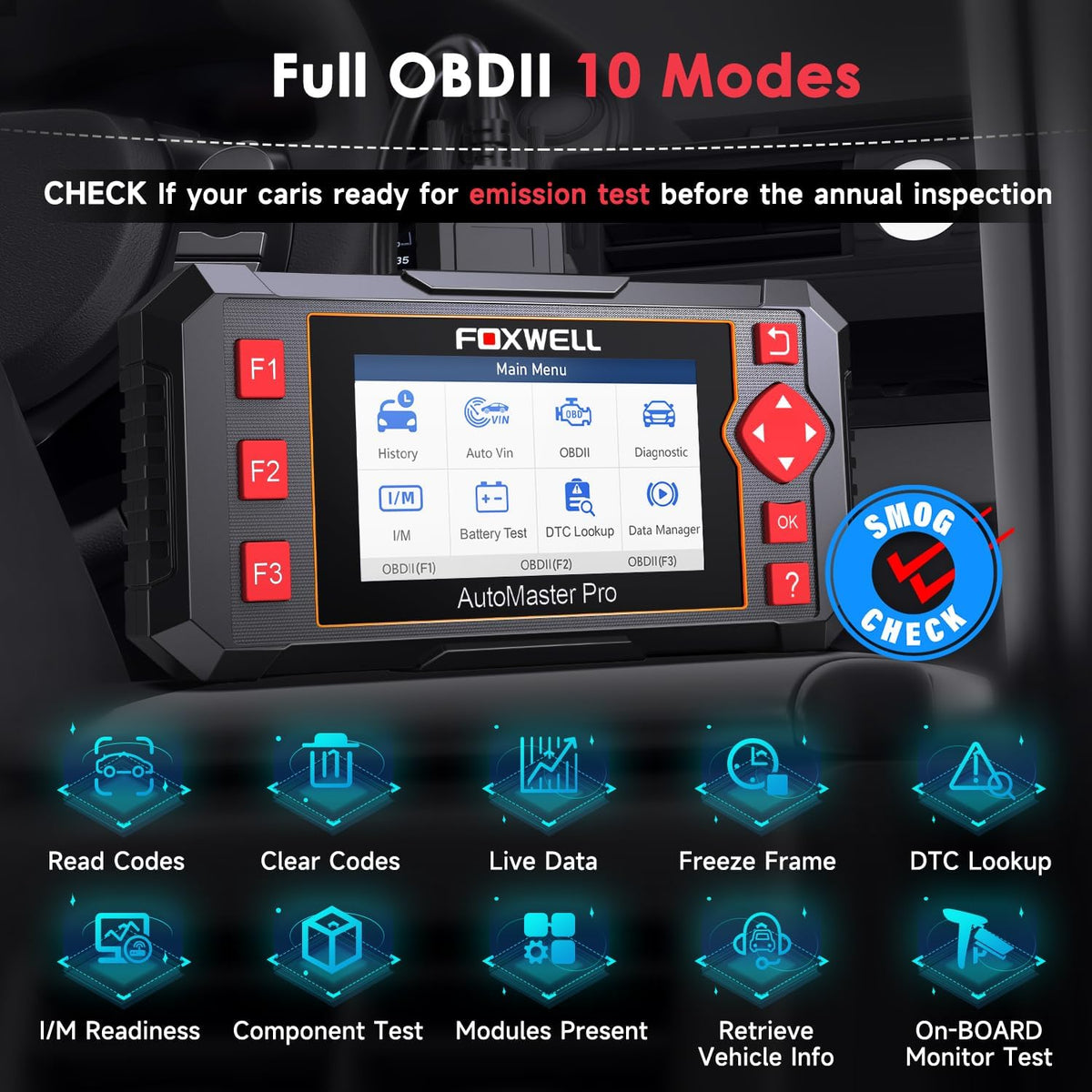 OBD2 Scanner ABS SRS Code Reader Car Diagnostic Tool with Battery Test M67704
