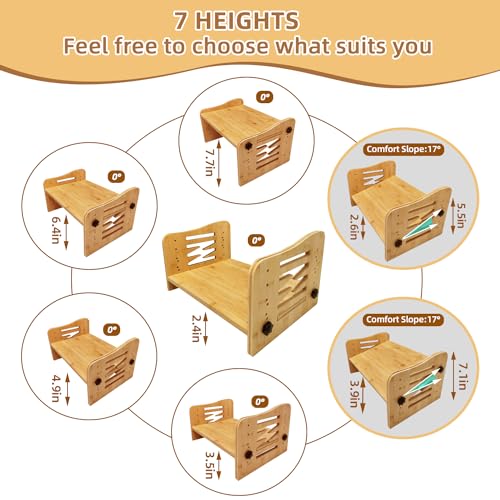 Bamboo Adjustable Under Desk Footrest with 7-Level Adjust R1205