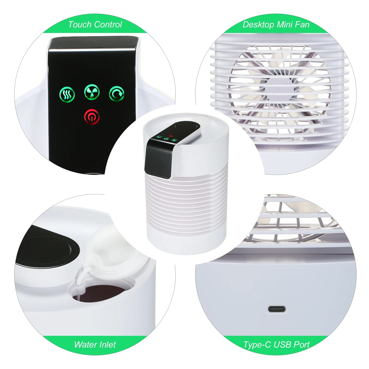 Touch Control 360-degree Rotatable Personal Air Cooler Humidifier Z561