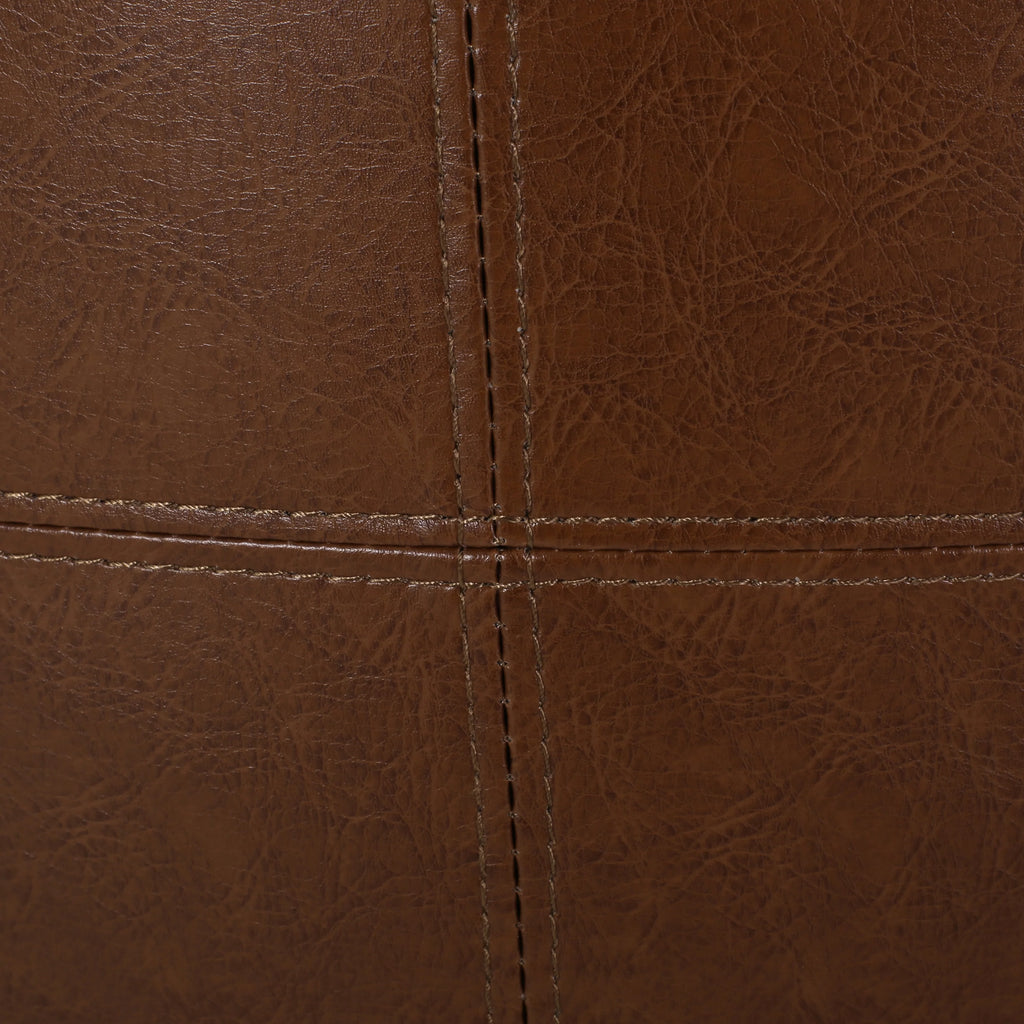 Cognac Brown Faux Leather Ottoman F7278
