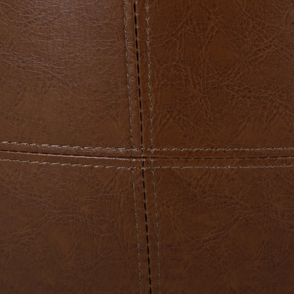 Cognac Brown Faux Leather Ottoman F7278
