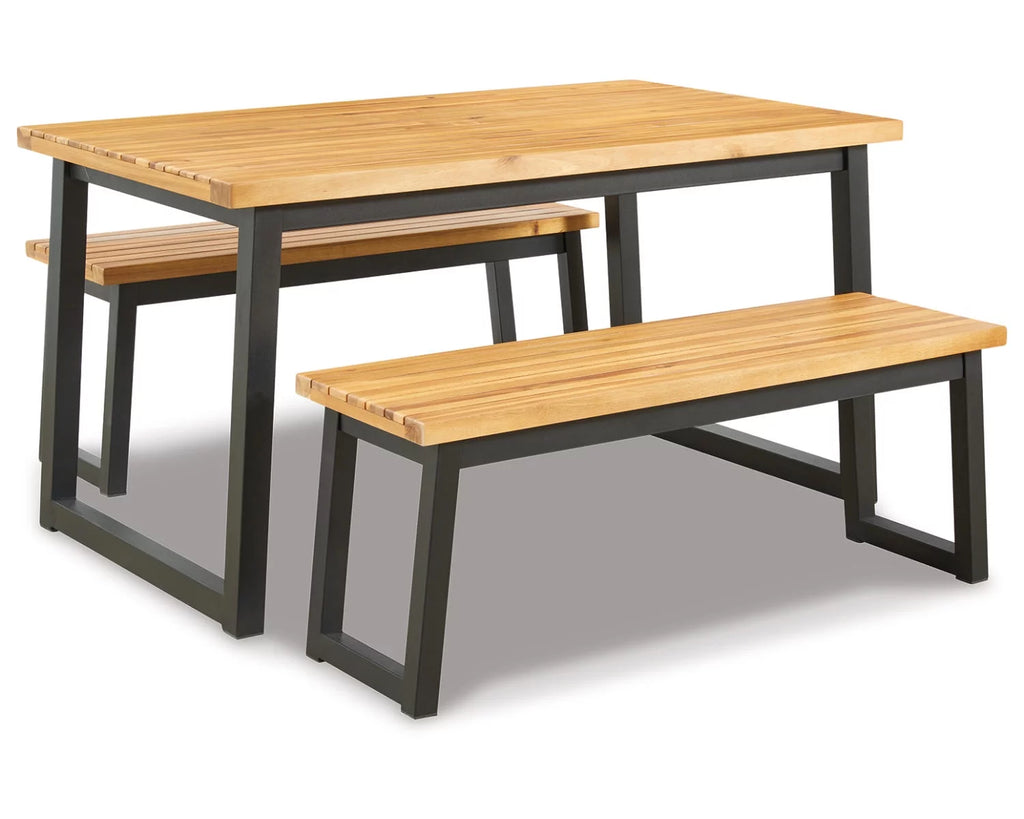 Outdoor Dining Table Set (Set of 3) Brown/Black Q797
