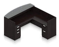 L Shaped Reception Desk with Glass Transaction Counter and Drawers R881