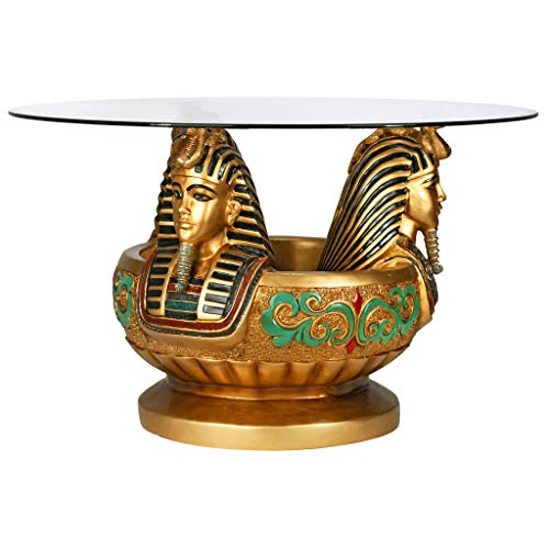 Three Heads of Tutankhamen Egyptian Coffee Cocktail Table, 31 Inch F2102
