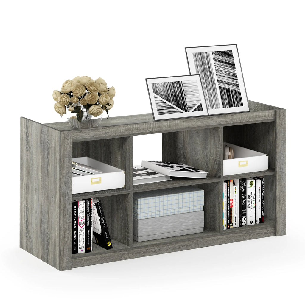 French Oak Grey TV Stand Bookshelves U756