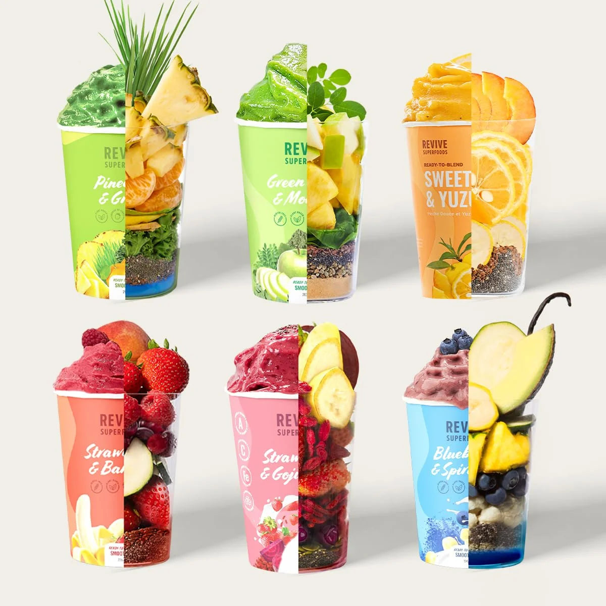 Wellness Bundle 9 Pack with Green Apple & Moringa, Pineapple & Greens X2, Strawberry & Banana, Strawberry & Goji Berry X2, Blueberry & Spirulina, Sweet Peach & Yuzu X2 F4113