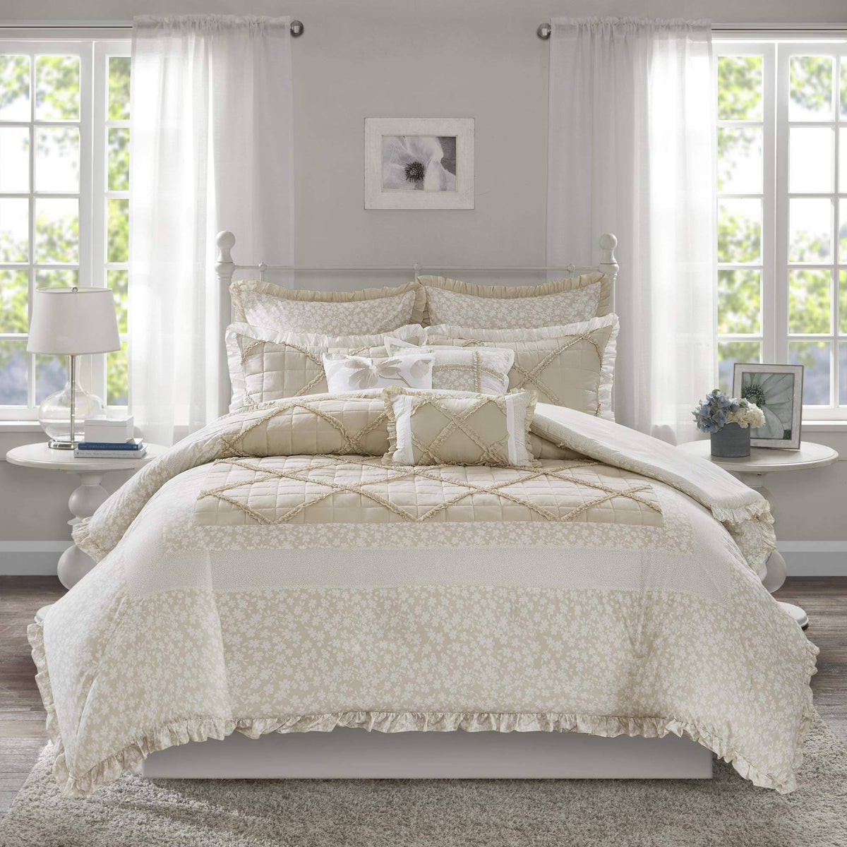 9 Piece Cotton Percale Queen Duvet Cover Set I6829