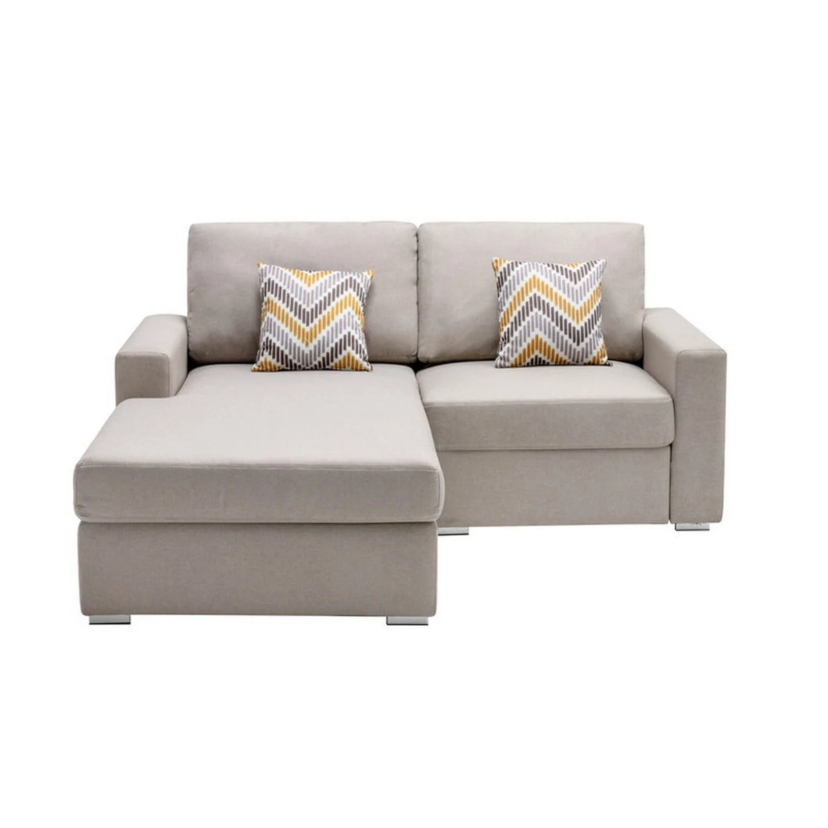 Beige Linen Reversible Chaise Sectional Loveseat 2 Piece B584176