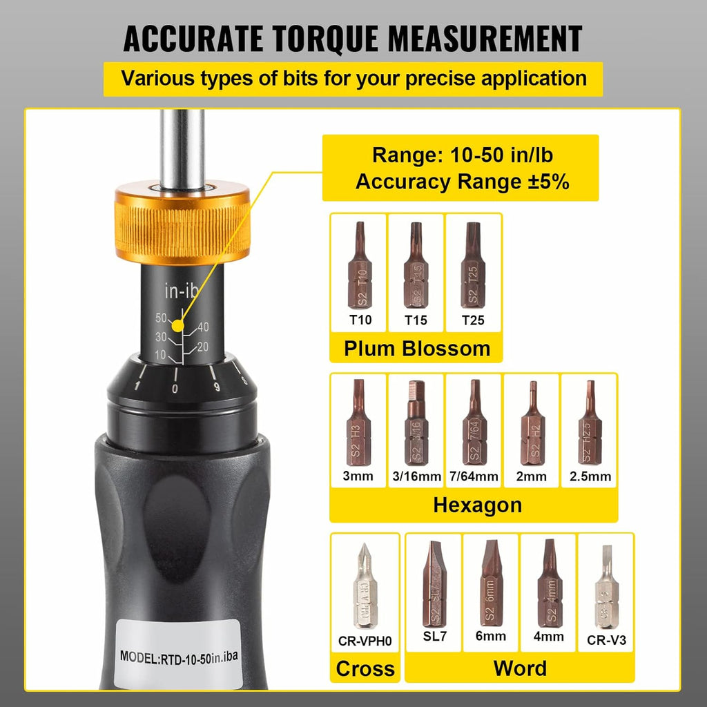 1/4" Drive Torque Screwdriver, 10-50 in/lbs, Pack of 2 C99705