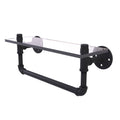 Matte Black Glass Shelf with Towel Bar V3699