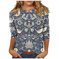 Womens 3/4 Length Sleeve Button Down Loose Fit Blouse G3652