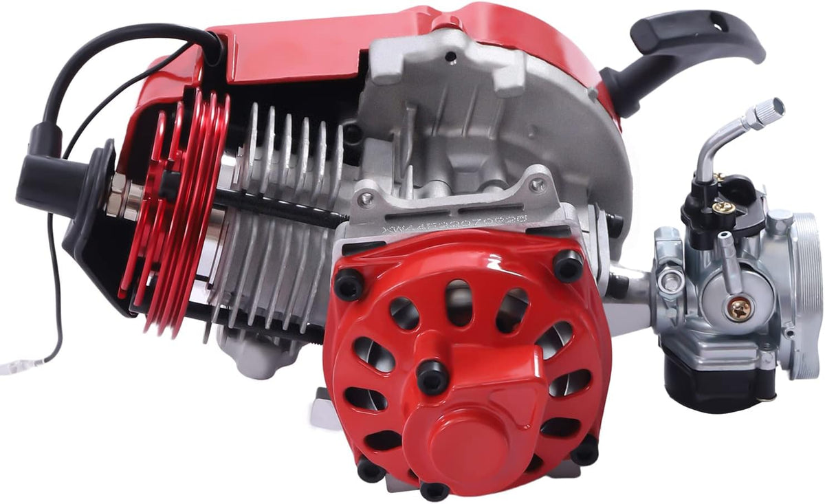 49CC 2 Stroke Gas Powered Engine Motor Single Cylinder Air-cooled Pull Start 6 Teeth Red T655