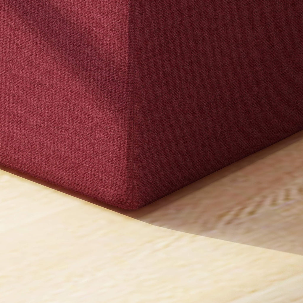 Deep Red Fabric Square Ottoman F912