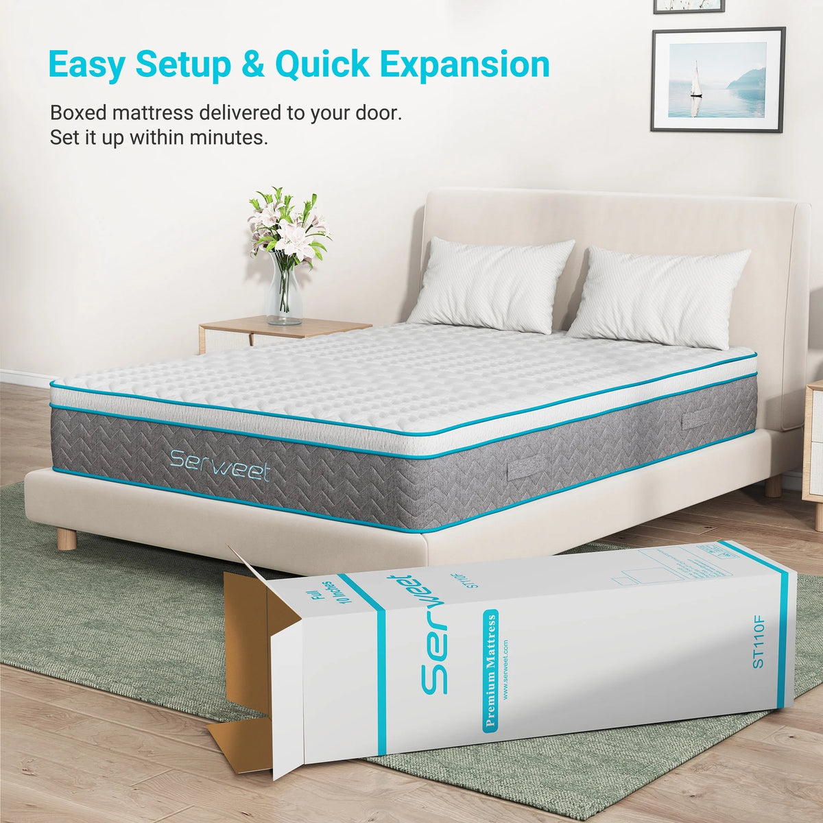 Full Size 10 inch Bamboo Charcoal Memory Foam Hybrid Mattress A52489