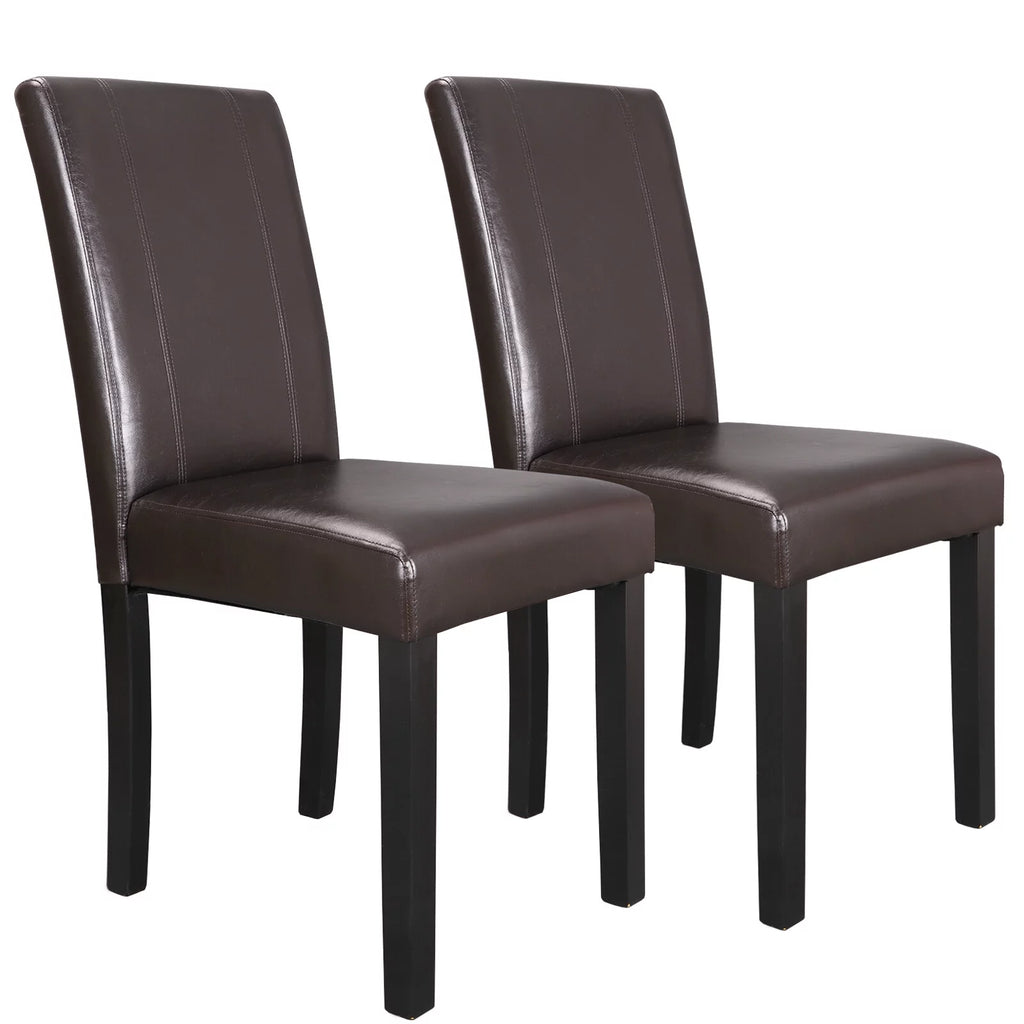 2 Pack Brown Leather Dining Chair C98055