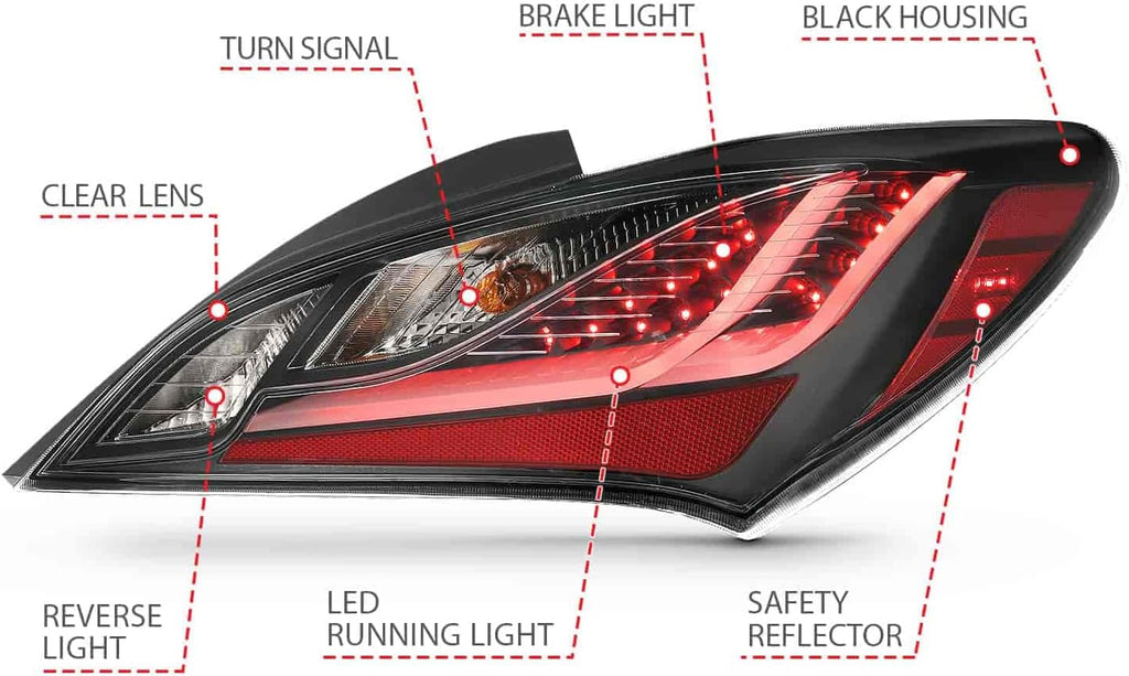 Tail Light Assembly LED Black Housing Dark Smoke Lens Pair X241