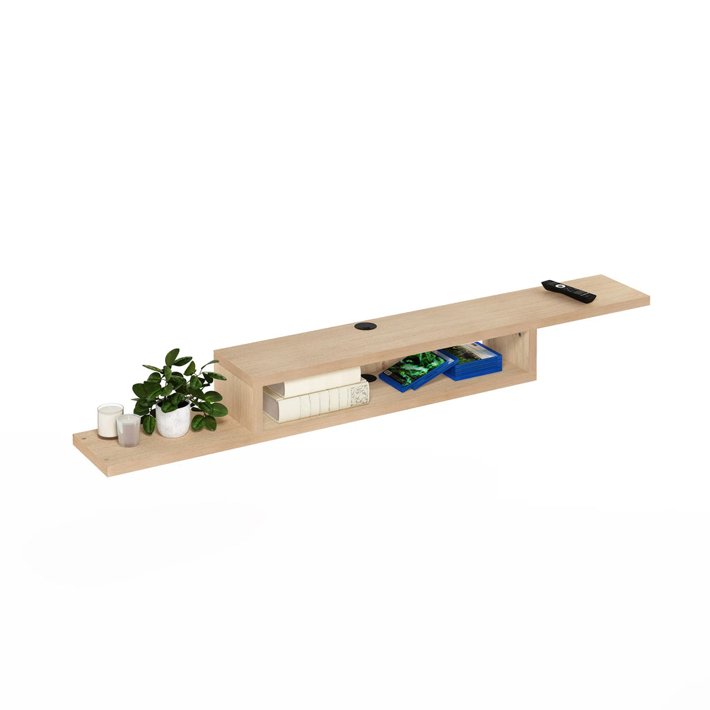 Wall Mounted Floating Media Console, 72 inch, Marcy Oak A9471