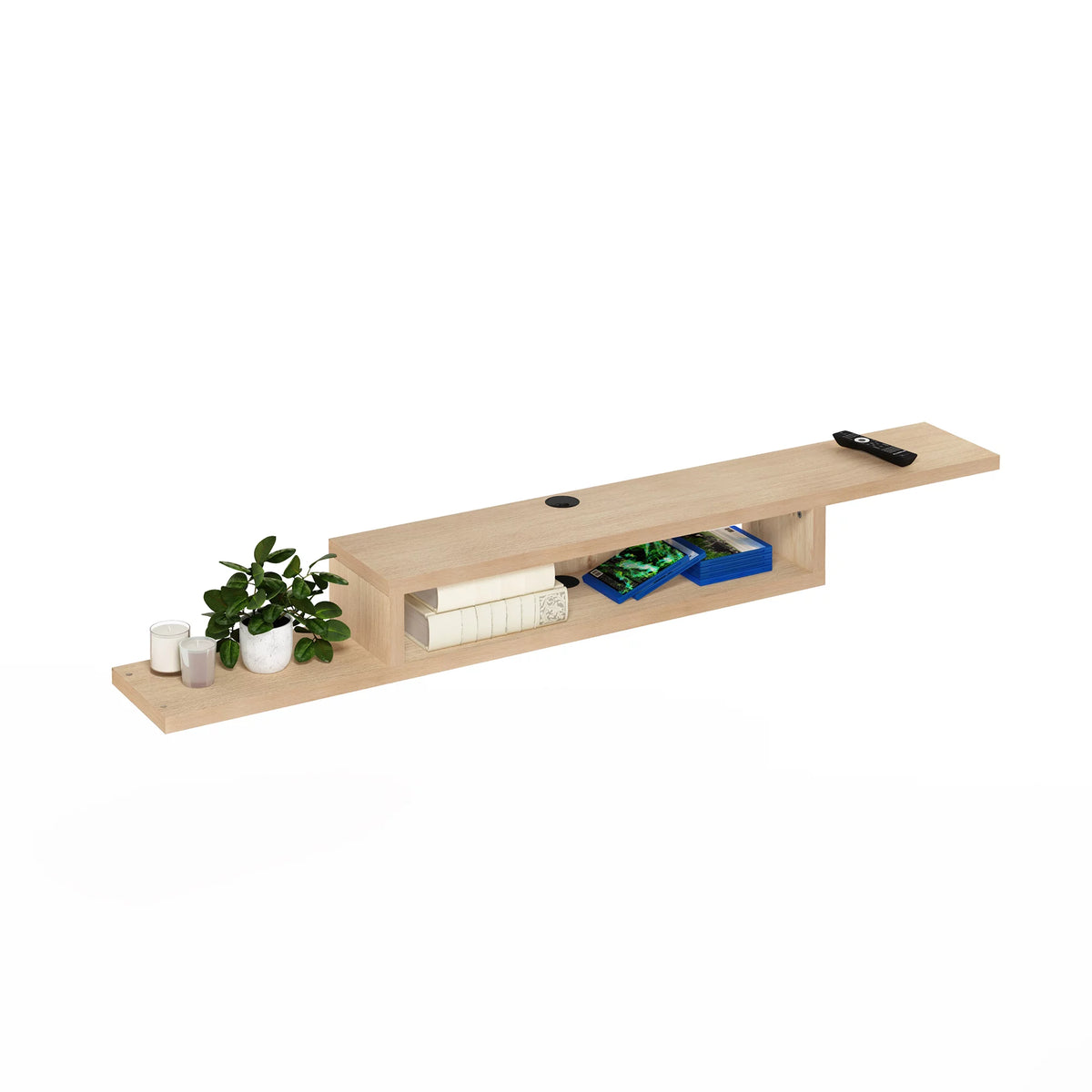 Wall Mounted Floating Media Console, 72 inch, Marcy Oak A9471