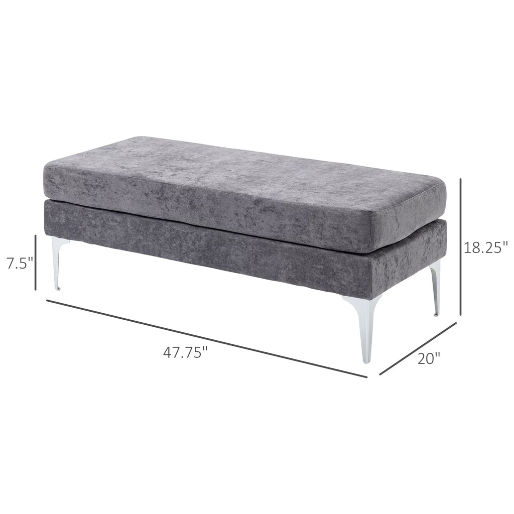 48" Dark Gray End of Bed Bench with Steel Legs N240114