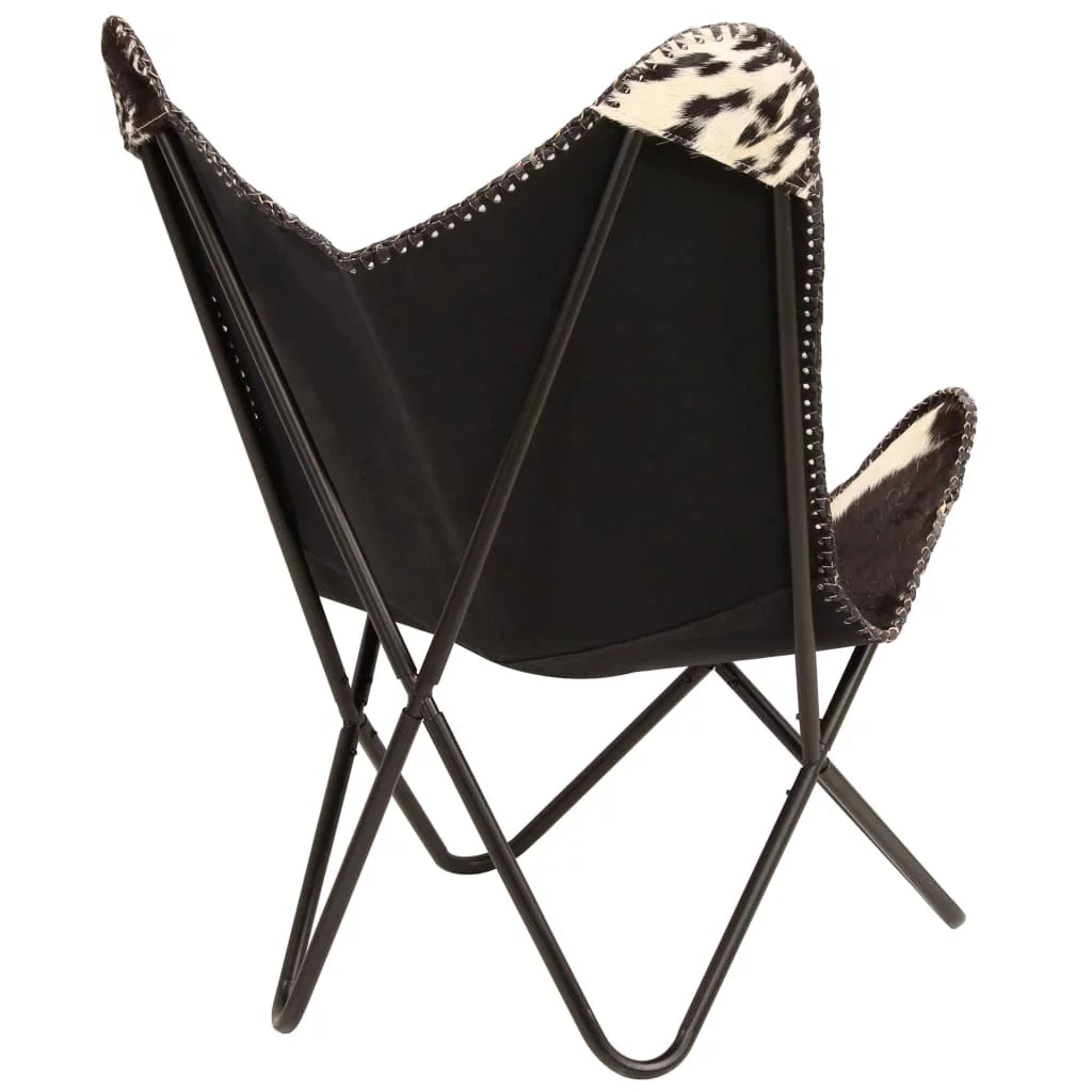 Black and White Genuine Goat Leather Butterfly Chair G55673