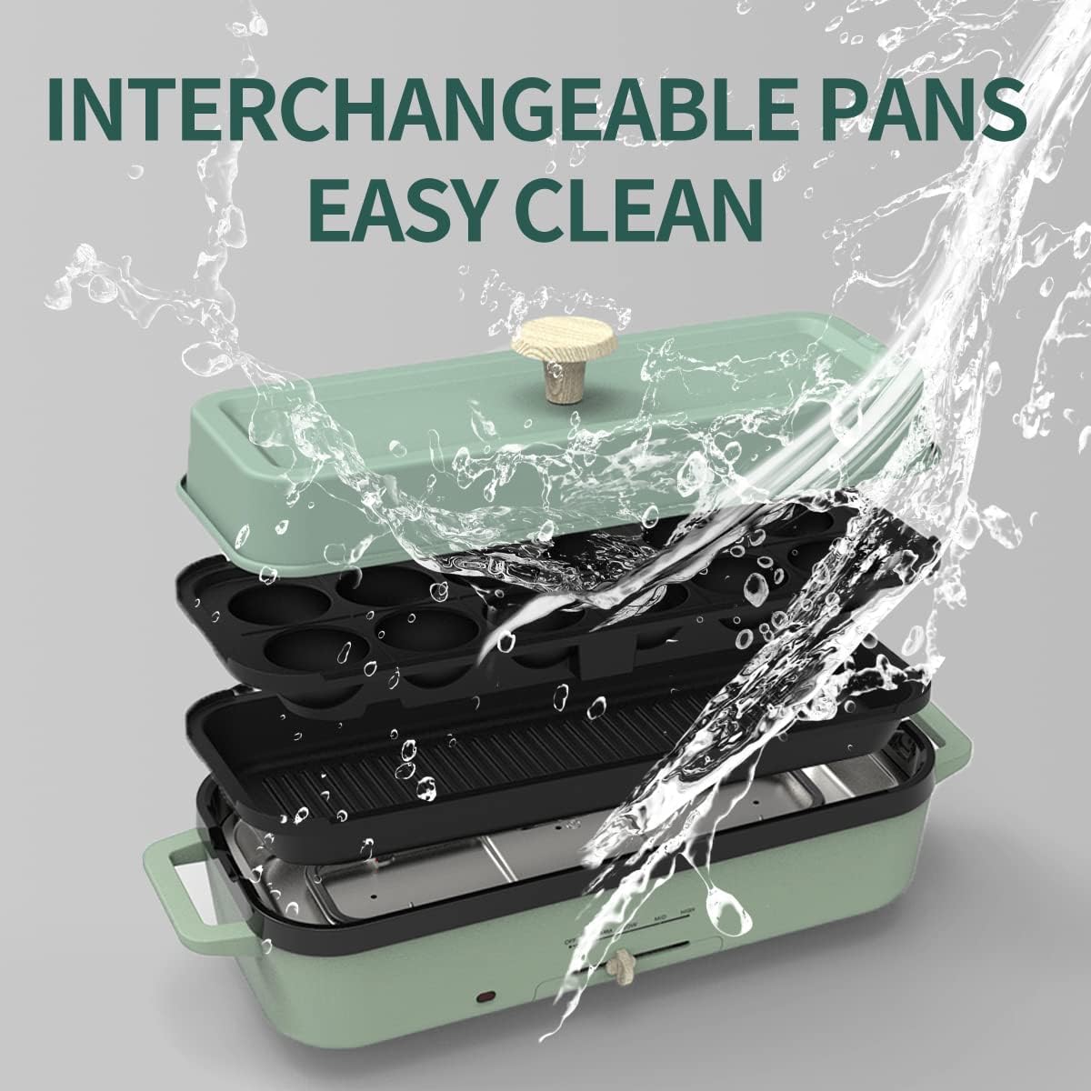 Nonstick Electric Griddle with 2 Interchangeable Pan L8718