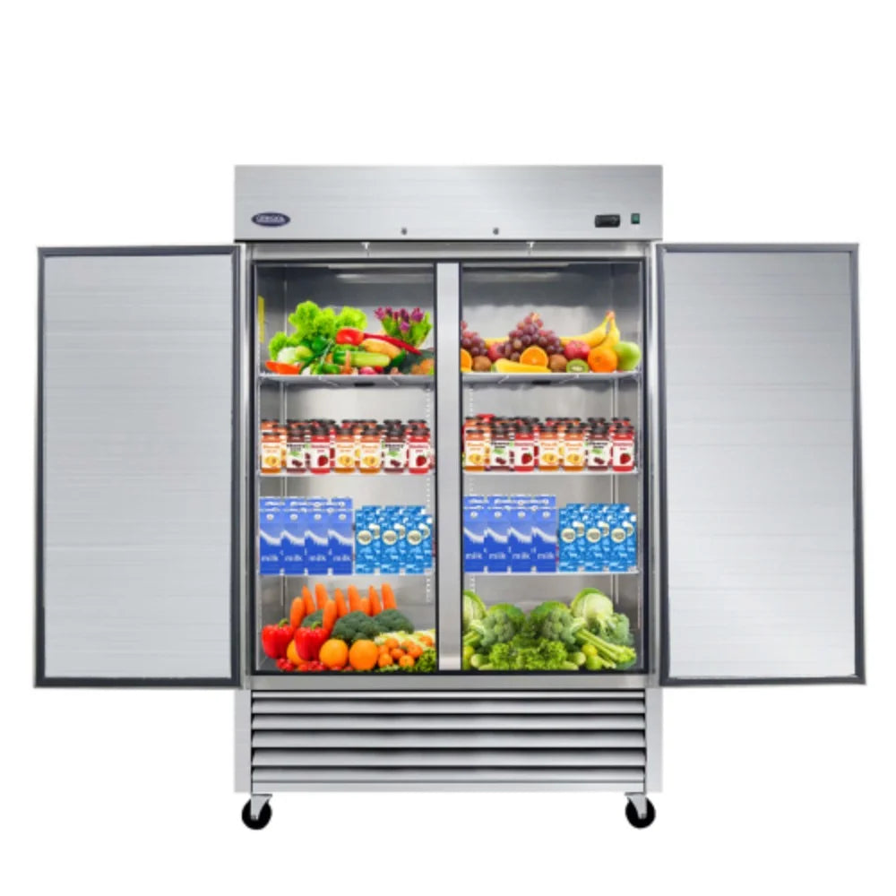 54" Commercial Refrigerator 49 Cu.ft 2 Solid Door Reach-In Stainless Steel Upright Fridge A50371