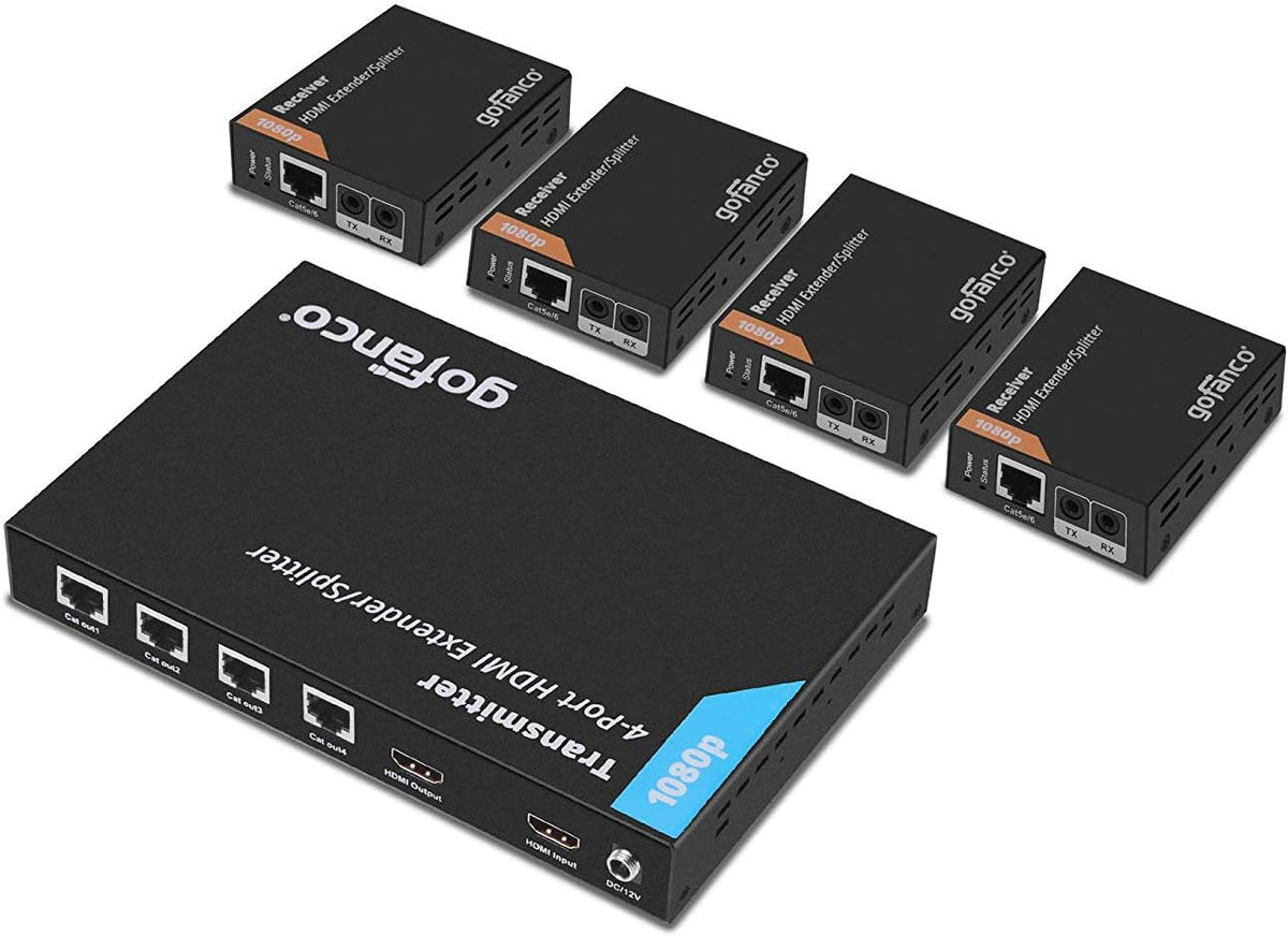 1x4 HDMI Extender Splitter 1080p Over Cat5e/Cat6/Cat7 Ethernet Cable B37969
