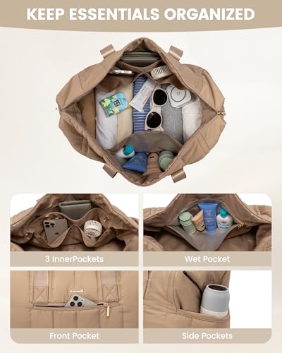 Travel Duffle Bag with Shoe Compartment, 42L Overnight Bag, 3Pcs Set E69072
