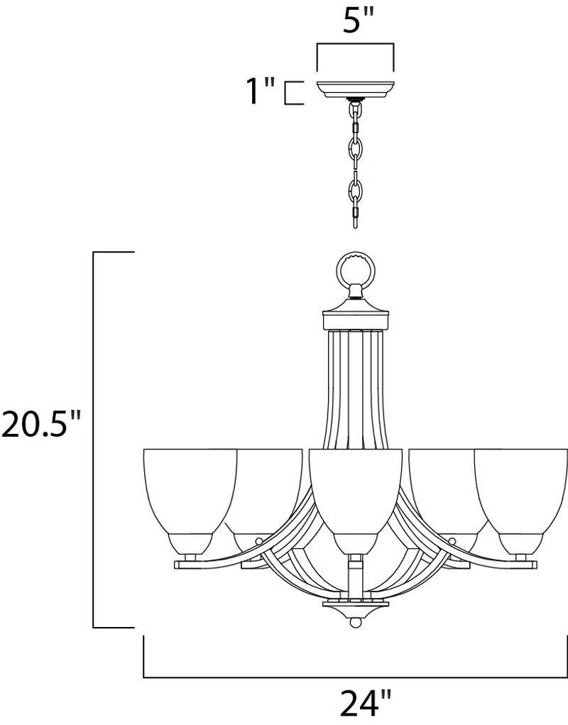 Oil Rubbed Bronze 5 Lights Glass Steel Chandelier S159