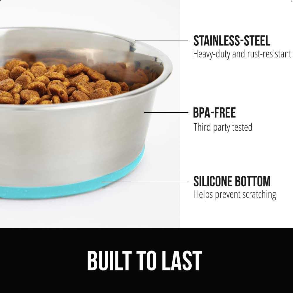 Stainless Steel Metal Dog Bowl Set of 2 with Rubber Base G3262