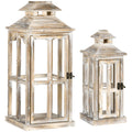 2 Pack Large Rustic Wooden Lantern Decorative, Natural P699863