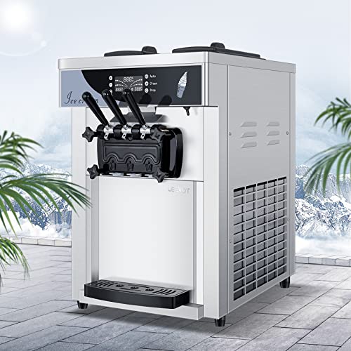1800W 3 Flavors Soft Serve Ice Cream Machine, 25L/H Yield, Silver Y6333