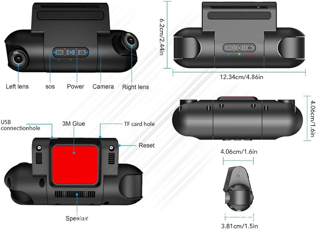 1080P FHD Front and Rear Dash Cam with 170° Wide Angle L78915