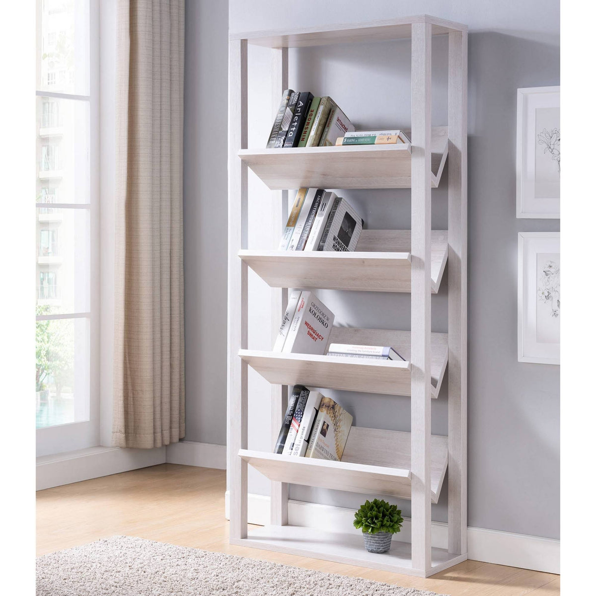 White 6 Shelf Bookshelf M883