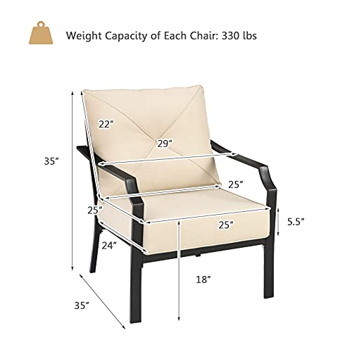 Set of 2 Black & Beige Patio Armchairs with Padded Cushions S2726