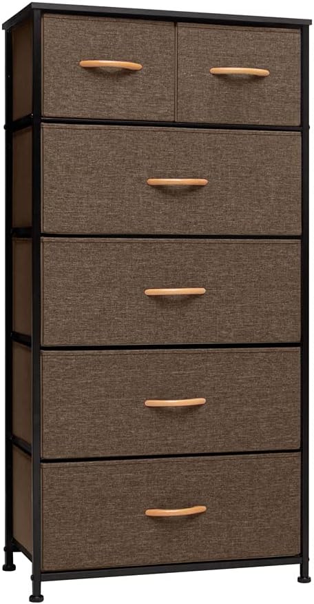 Gray 6 Drawer Fabric Storage Tower V74185