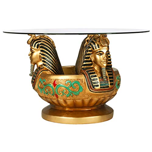 Three Heads of Tutankhamen Egyptian Coffee Cocktail Table, 31 Inch F2102