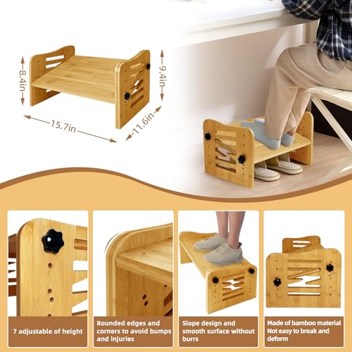 Bamboo Adjustable Under Desk Footrest with 7-Level Adjust R1205