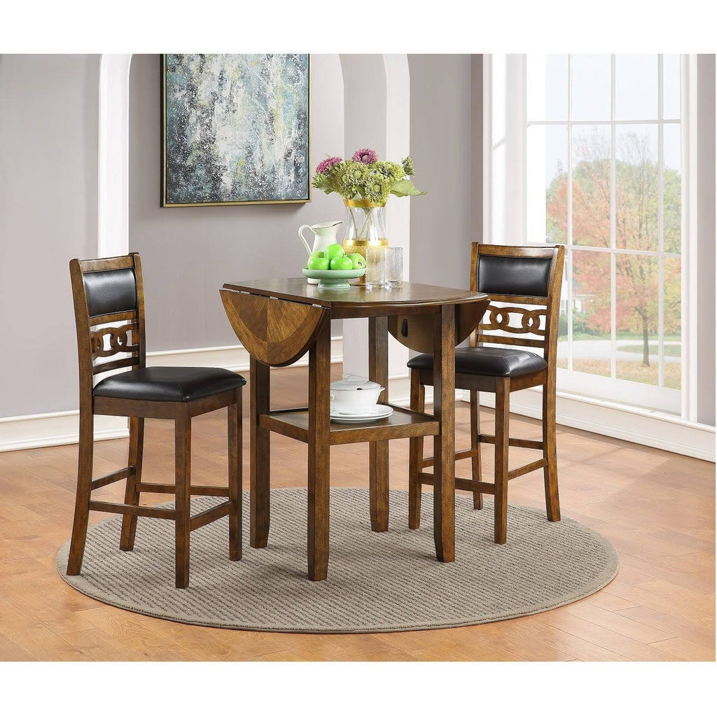 Brown 42x22 Counter Drop Leaf Table with 2 Chairs I318191