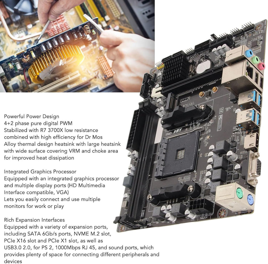 AMD A520 M ATX Motherboard, AM4 M.2 NVME USB3.0 Dual Channel DDR4 Memory PCIe X16 SATA 6Gbs Desktop Motherboard T38563