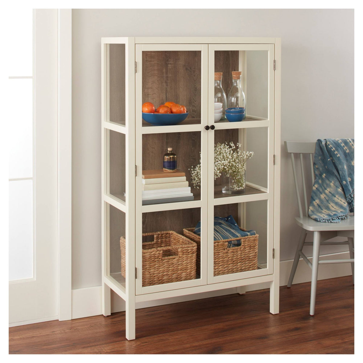 White Glass Library Cabinet B608