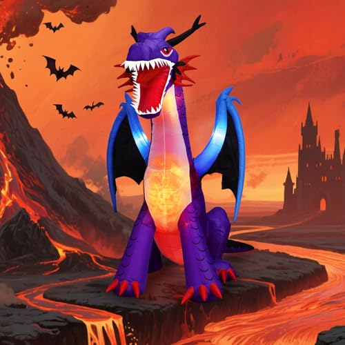 8FT Halloween Inflatables Dragon Decorations with Built-in LED Lights Z598193