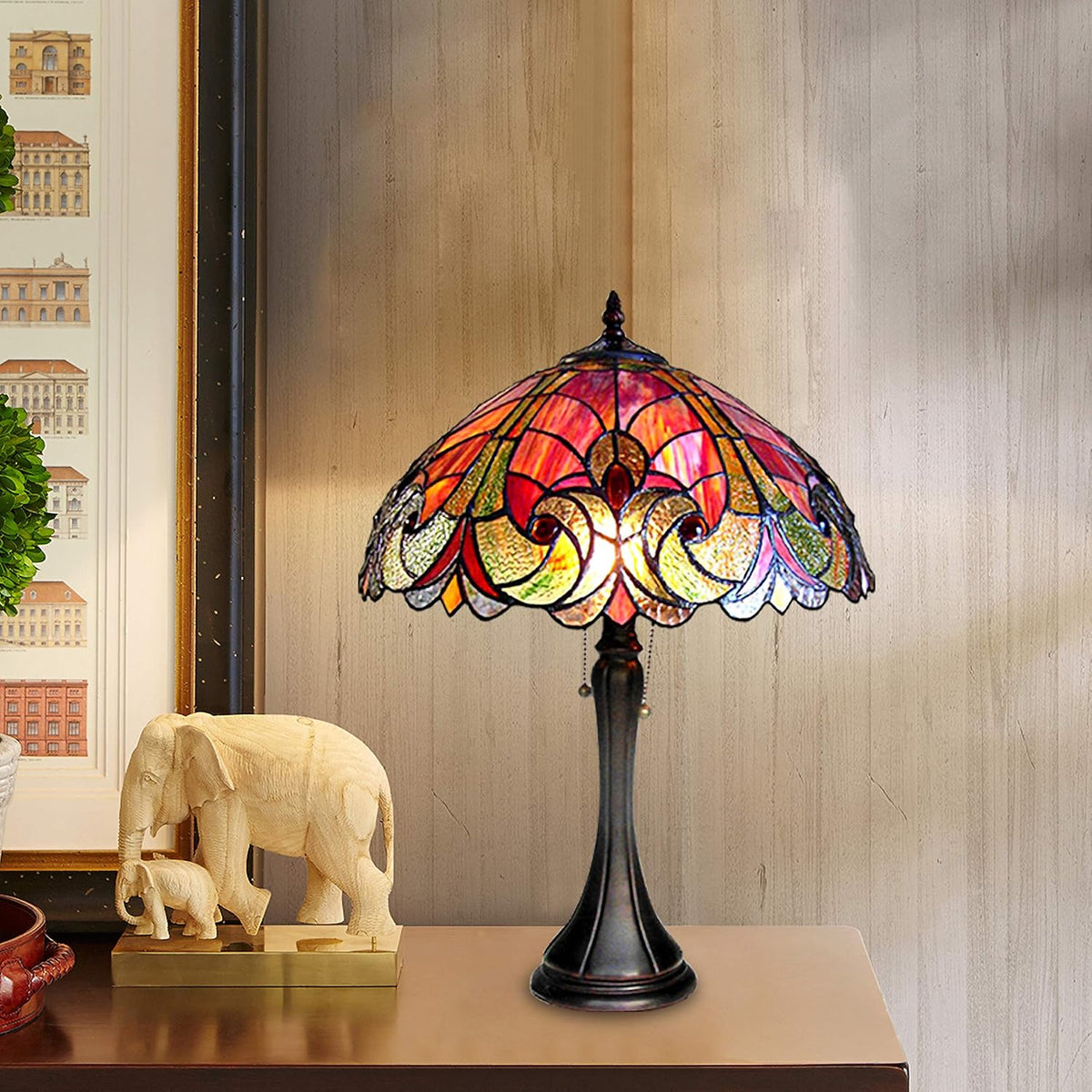 2 Light Victorian Table Lamp 16" Shade C2804