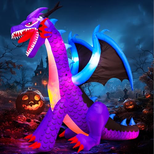 8FT Halloween Inflatables Dragon Decorations with Built-in LED Lights Z598193